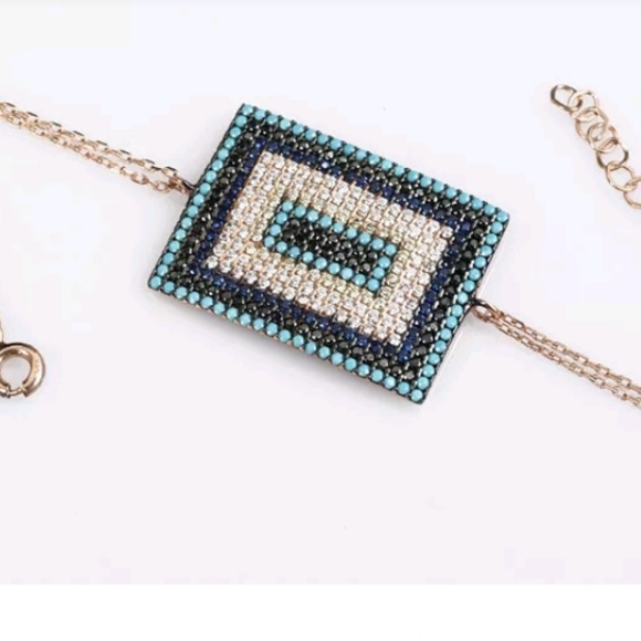 Turquoise & sapphire square bracelet - Picture 2 of 4